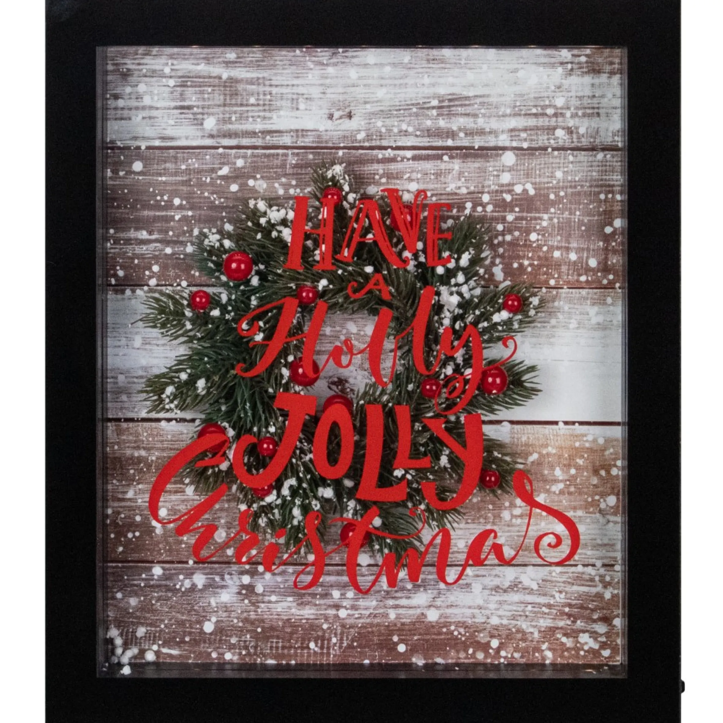 14" Black Framed 3D "Have A Holly Jolly Christmas" Led Christmas Box Decor