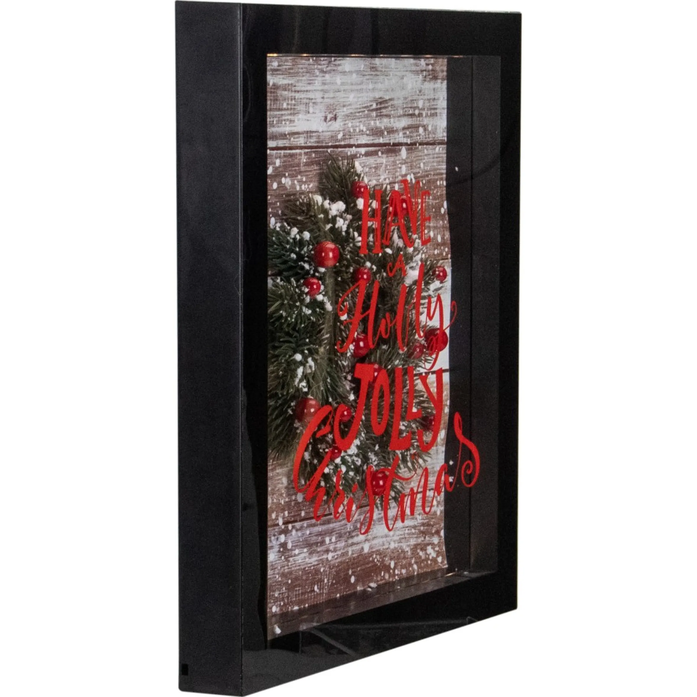 14" Black Framed 3D "Have A Holly Jolly Christmas" Led Christmas Box Decor