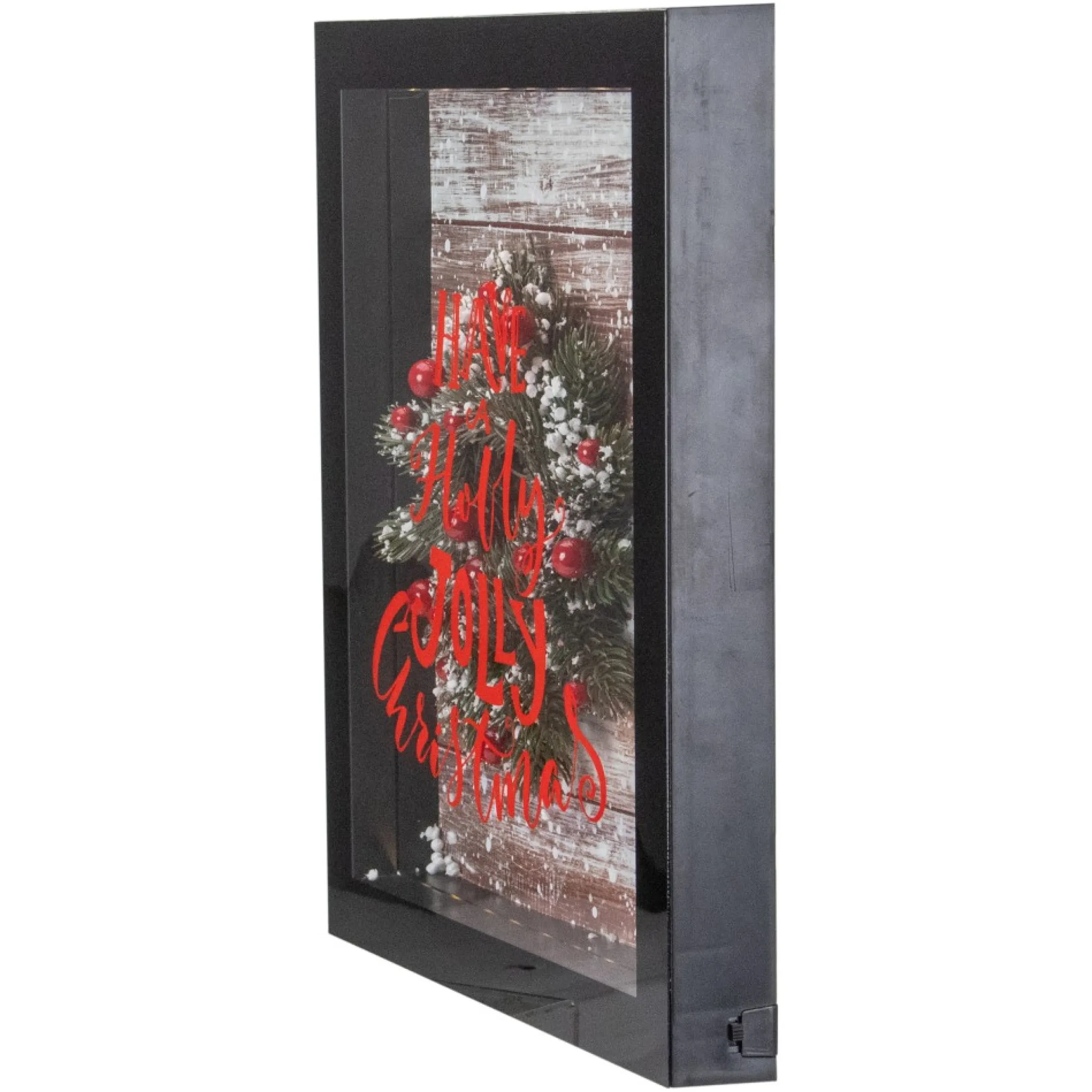 14" Black Framed 3D "Have A Holly Jolly Christmas" Led Christmas Box Decor