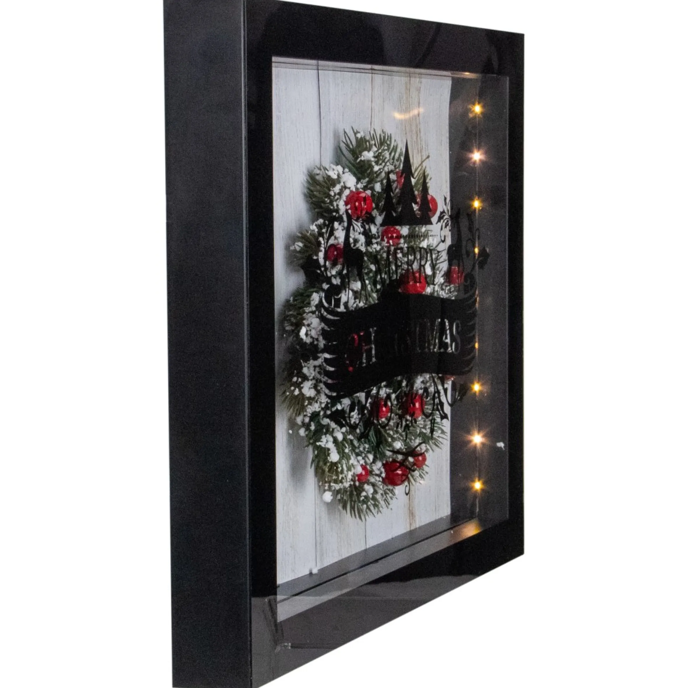 14" Black Framed 3D "Merry Christmas" Led Christmas Box Decor