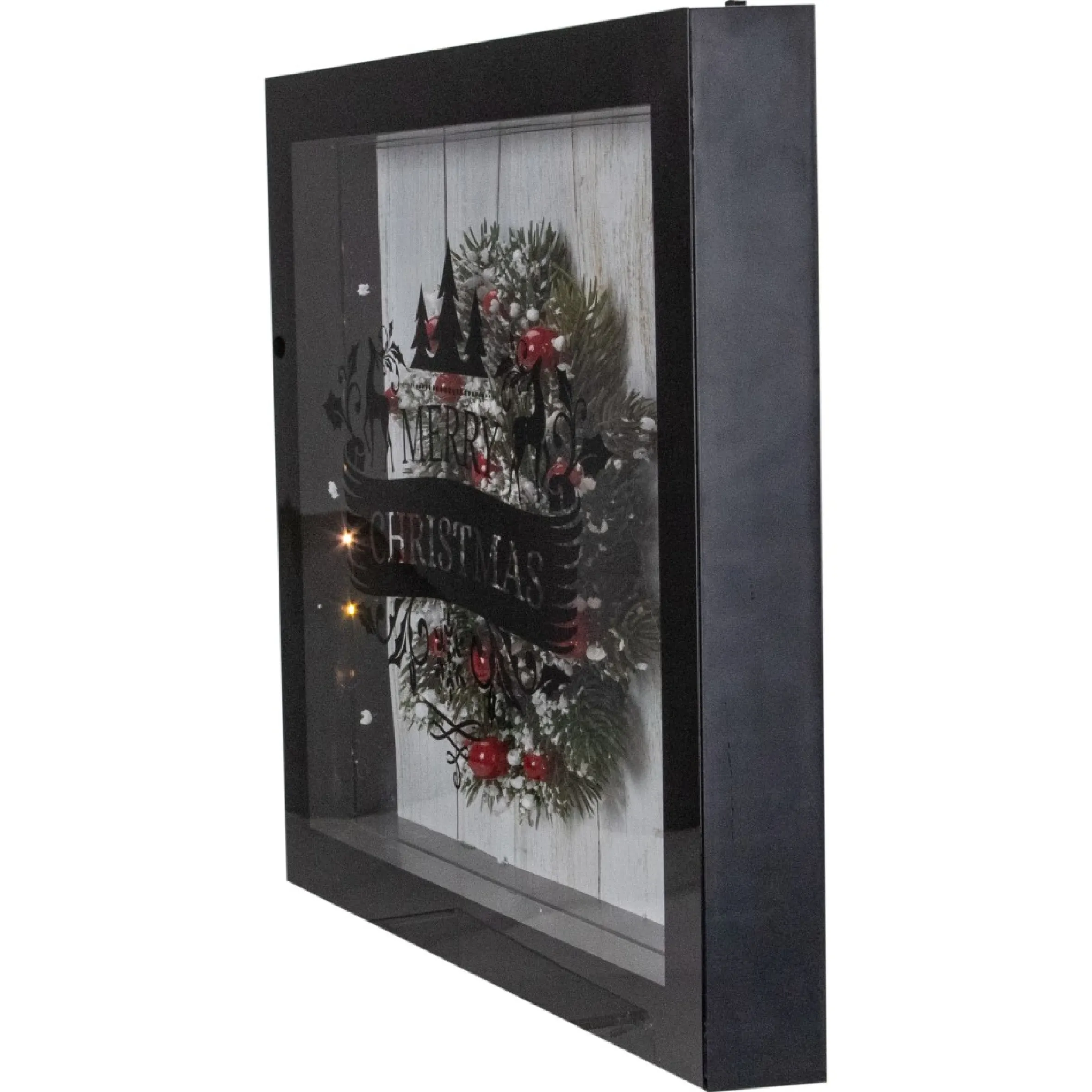 14" Black Framed 3D "Merry Christmas" Led Christmas Box Decor