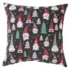18" Black Gnomies Christmas Square Throw Pillow