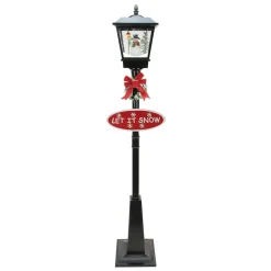 70.75" Black Lighted Musical Snowman Vertical Snowing Christmas Street Lamp
