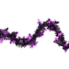 Black With Purple Bats Halloween Tinsel Garland - 50 Feet, Unlit