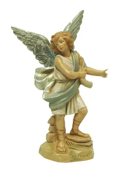 5.75" Blue And Cream White Hand Painted Raphael Angel Nativity Figurine