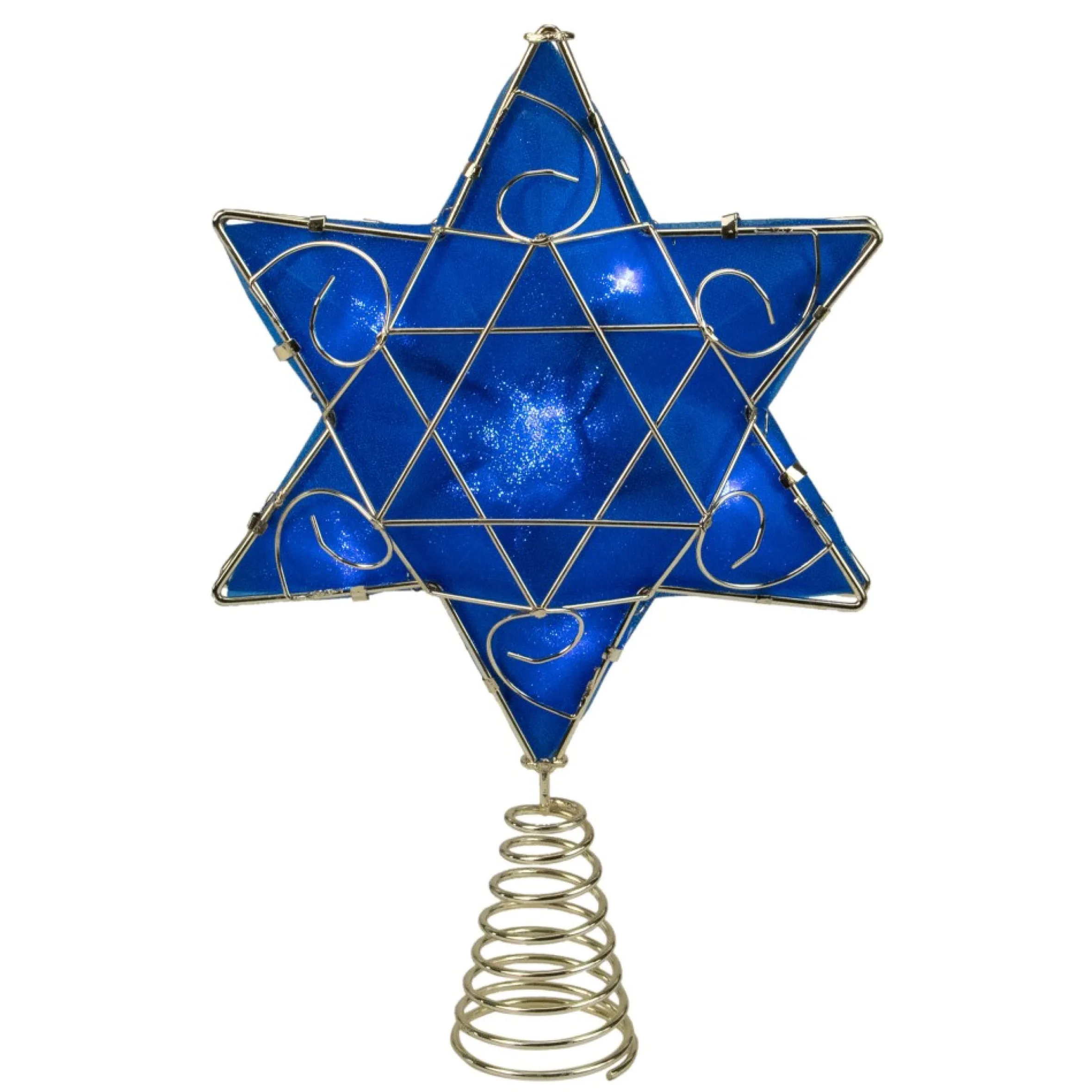 Blue And Gold Colored Hanukkah Star Led Tree Topper 11.5"