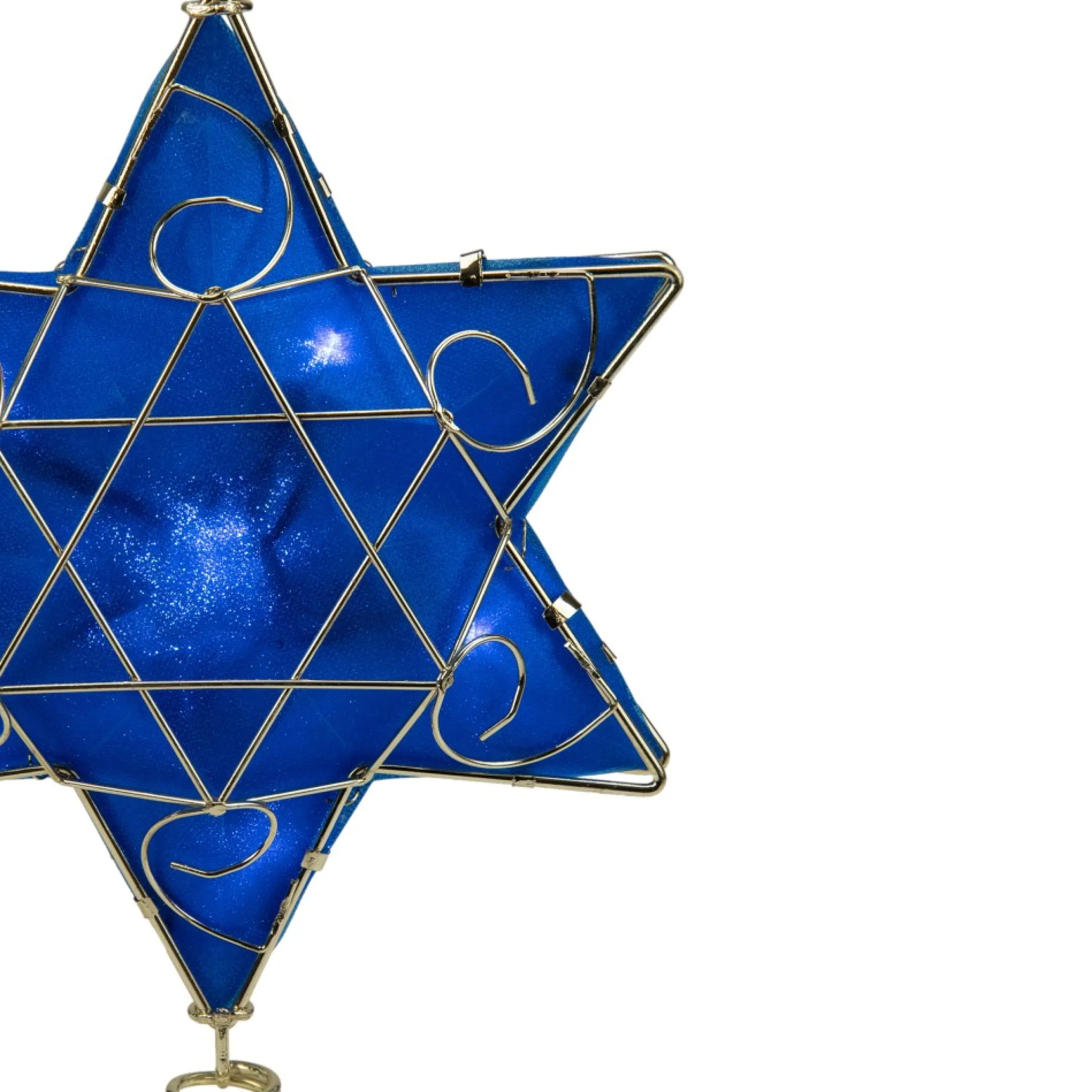 Blue And Gold Colored Hanukkah Star Led Tree Topper 11.5"