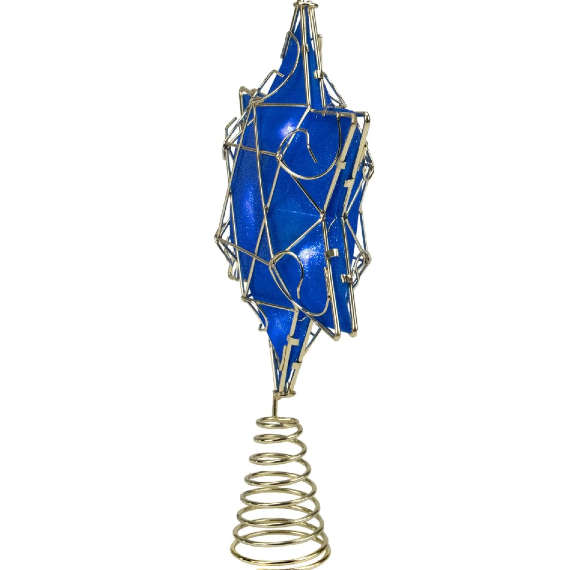 Blue And Gold Colored Hanukkah Star Led Tree Topper 11.5"