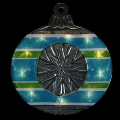 15.5" Blue And Green Lighted Christmas Ornament Window Silhouette