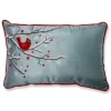17" Blue And Red Bird On A Snowy Branch Rectangular Throw Pillow