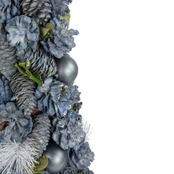 15" Blue And Silver Pinecone Artificial Tabletop Christmas Cone Tree