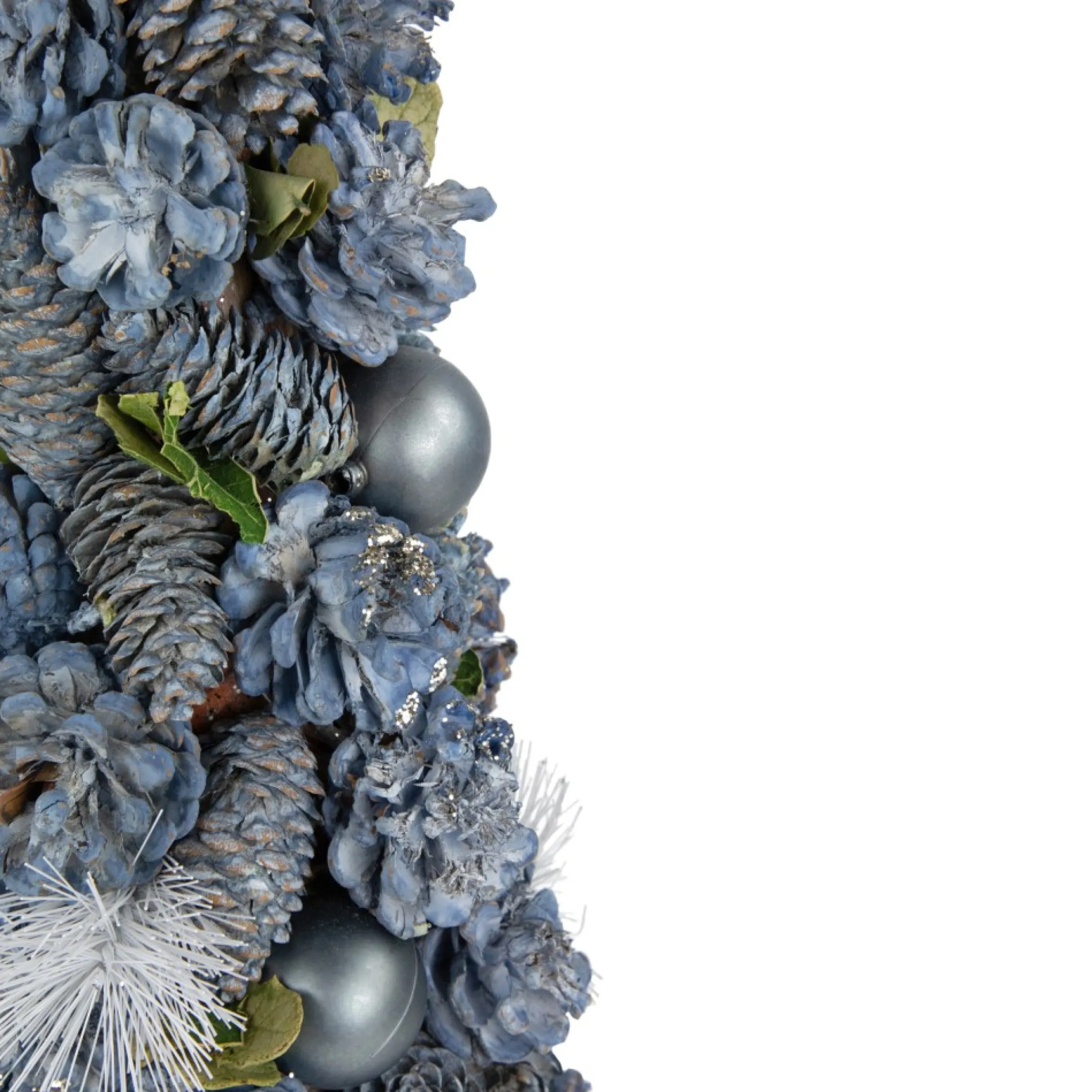 15" Blue And Silver Pinecone Artificial Tabletop Christmas Cone Tree