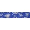 Blue And Silver Snowflake Christmas Wired Craft Ribbon 2.5" X 16 Yards