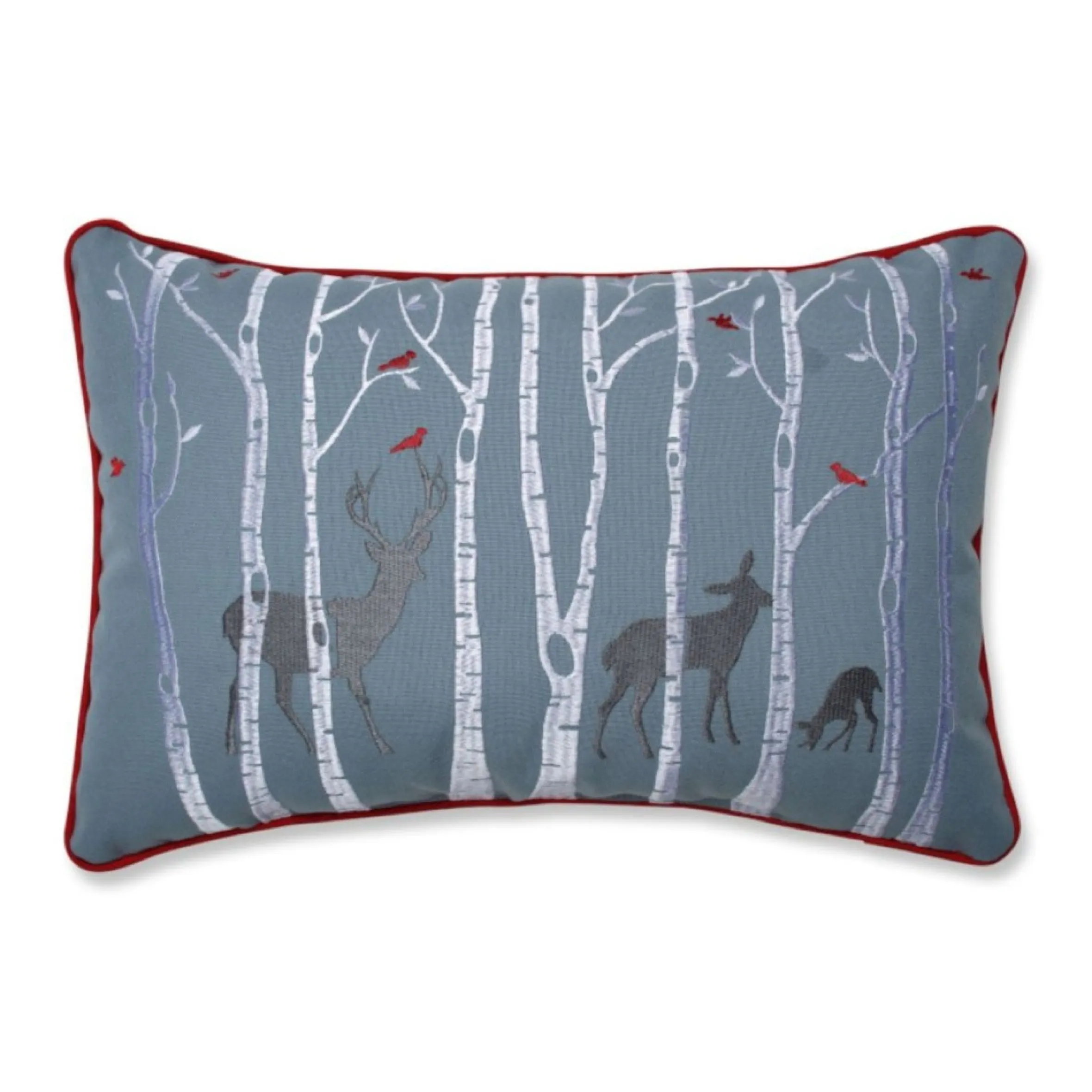 18.5" Blue And White Christmas Woodland Deer Rectangular Throw Pillow