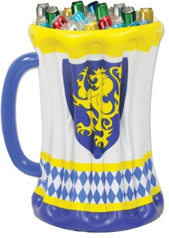 27" Blue And White Decorative Inflatable Beer Stein Cooler