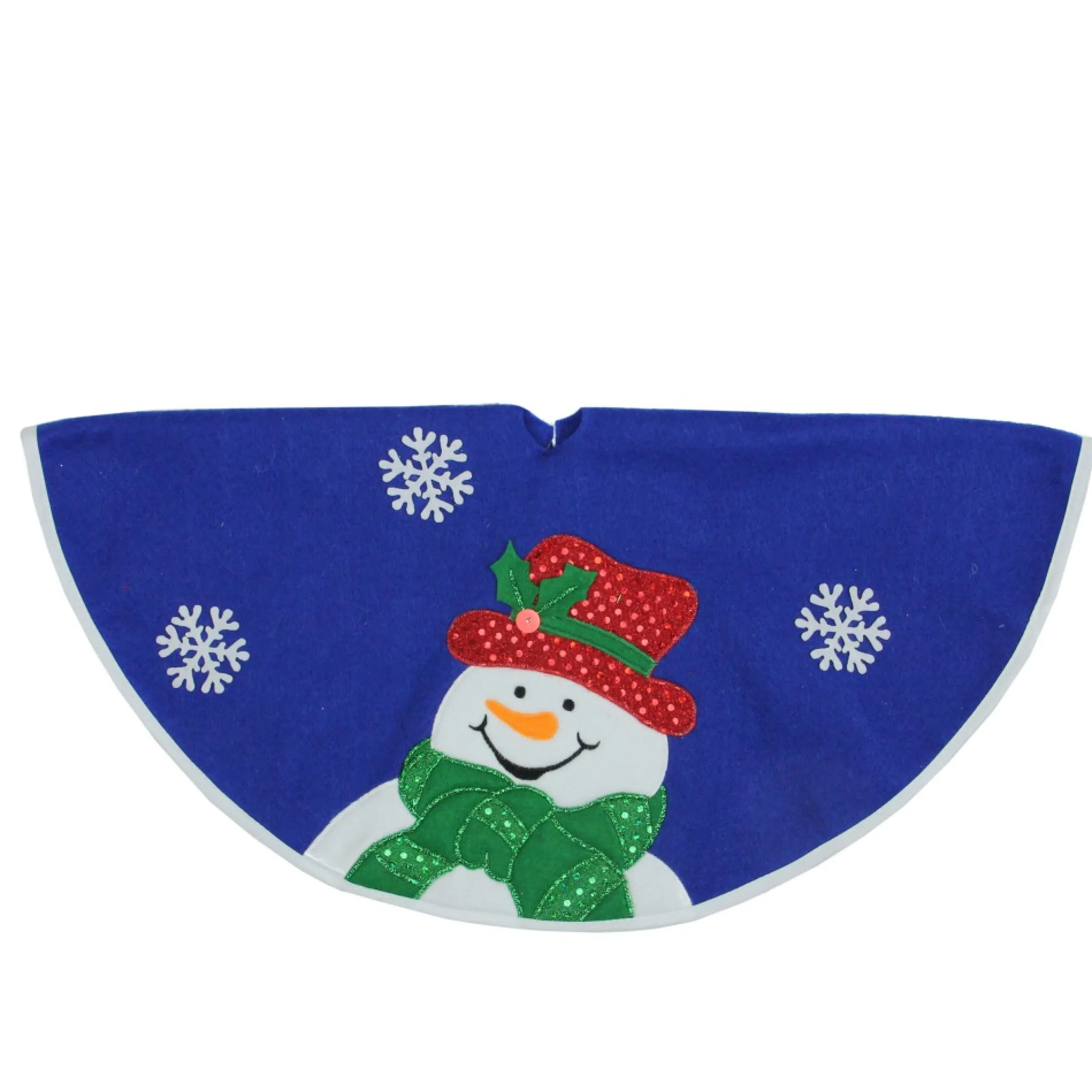 20" Blue And White Embroidered Snowman Mini Christmas Tree Skirt