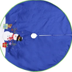 48" Blue And White Snowman With Gifts Christmas Tree Skirt