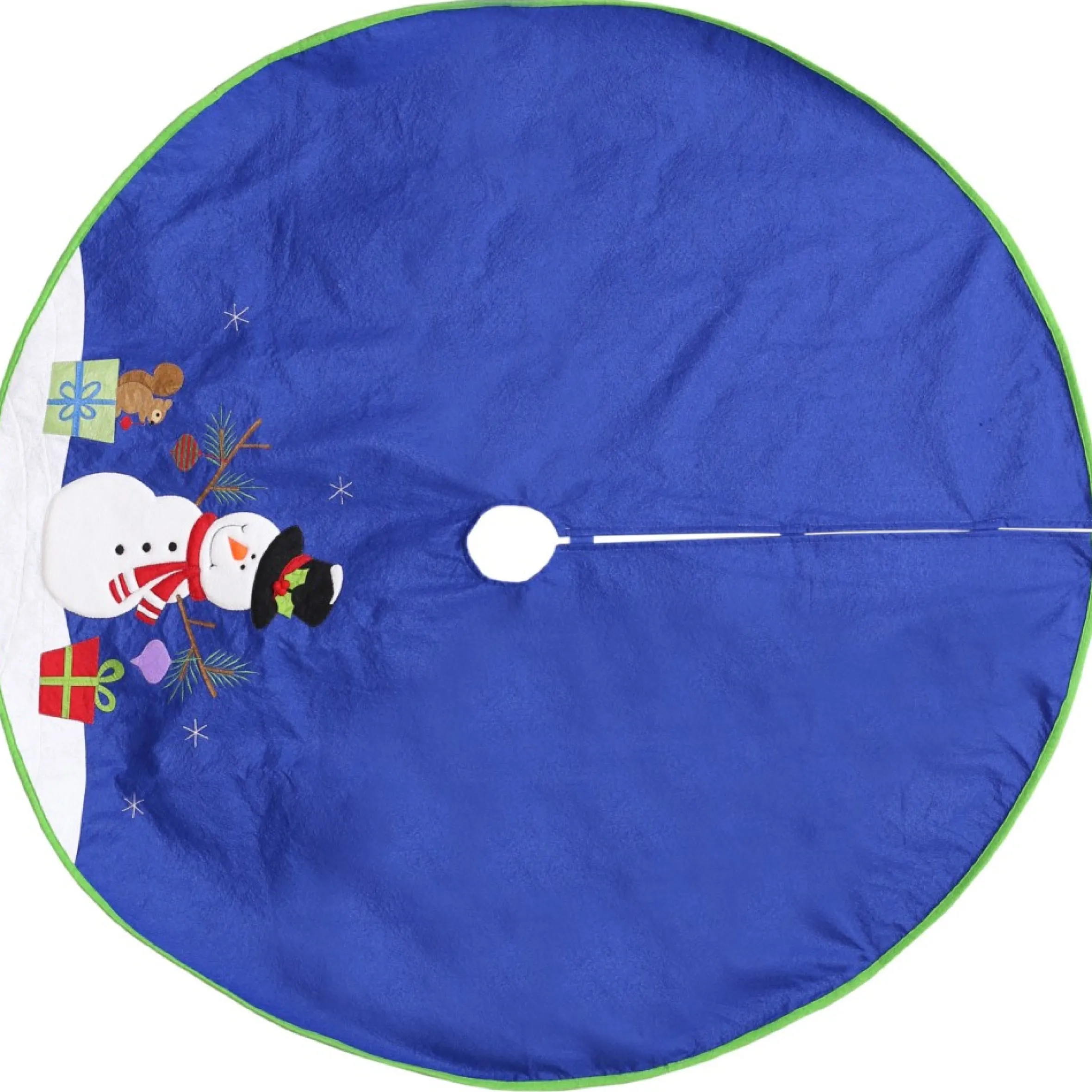 48" Blue And White Snowman With Gifts Christmas Tree Skirt