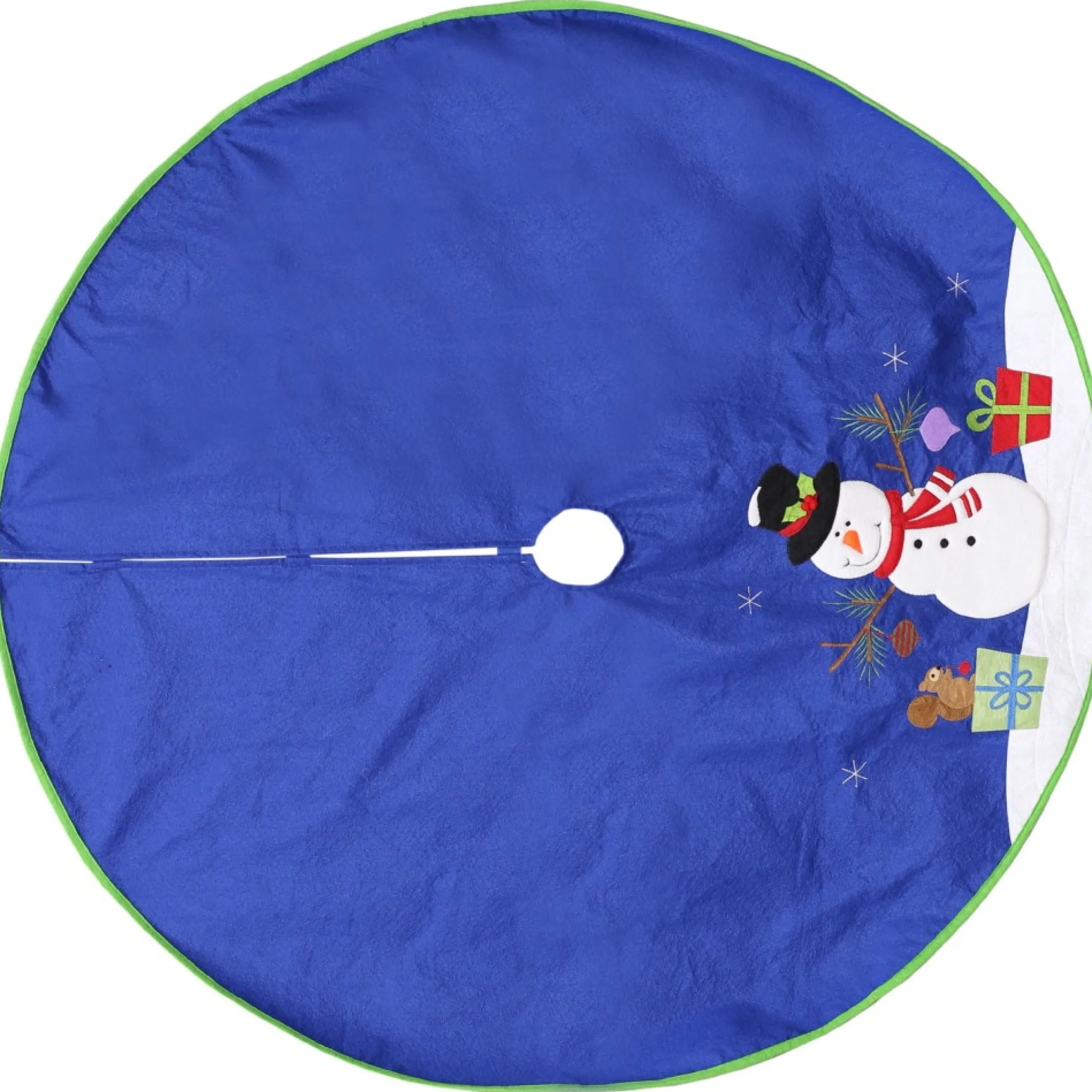48" Blue And White Snowman With Gifts Christmas Tree Skirt