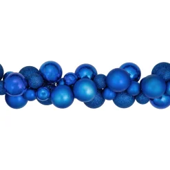 6' Blue 3-Finish Shatterproof Ball Christmas Garland