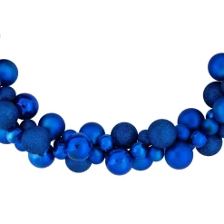 6' Blue 3-Finish Shatterproof Ball Christmas Garland
