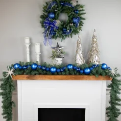 6' Blue Shatterproof Ball 3-Finish Christmas Garland