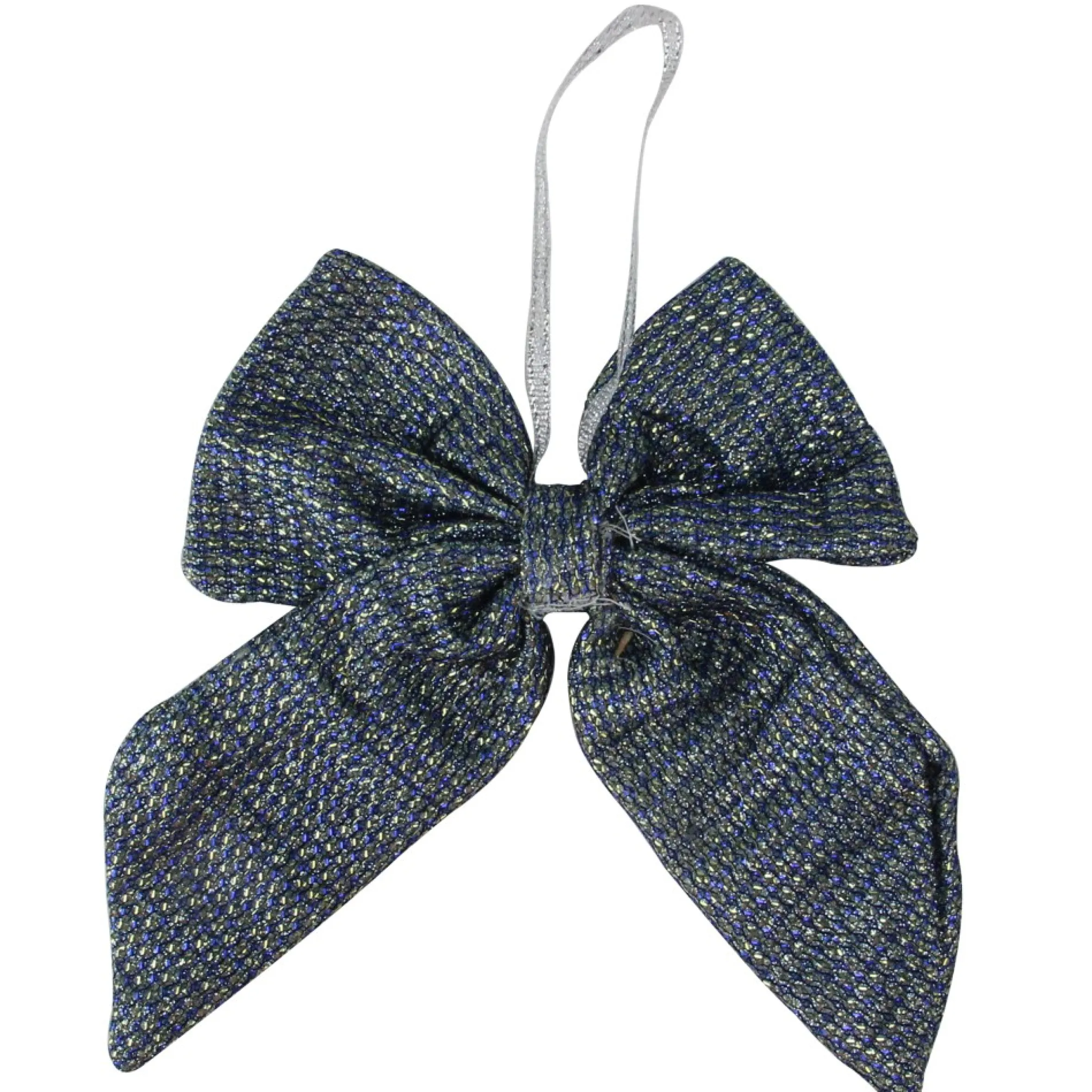 5.25" Blue Small Double Loop Christmas Bow Wall Decor