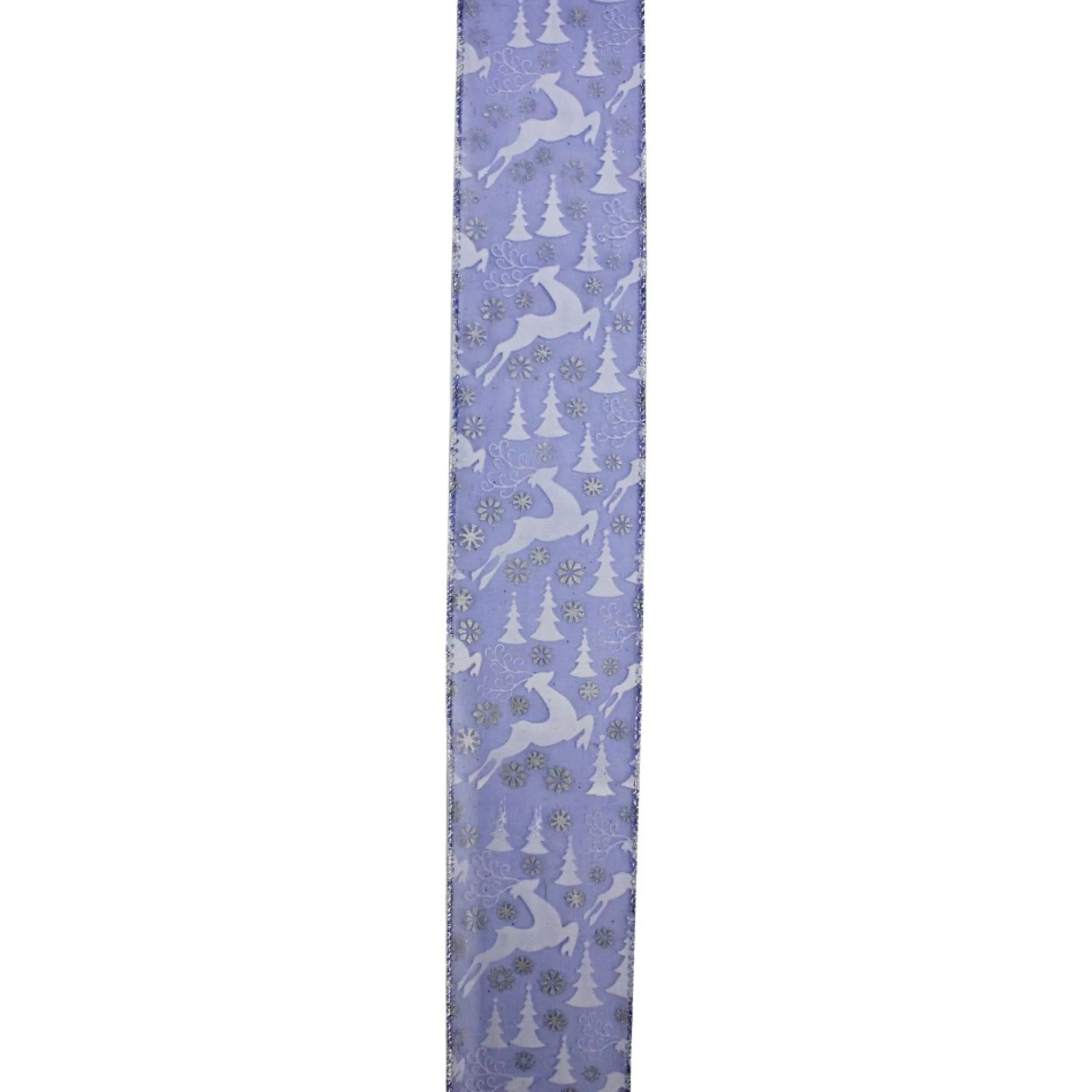 Blue Winter Wonderland Flying Reindeer Wired Christmas Craft Ribbon 2.5" X 10 Yards
