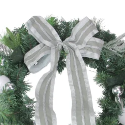 Bow And Pine Cone Artificial Christmas Wreath - 24-Inch, Unlit