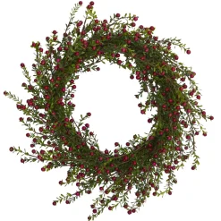 Boxwood And Berry Artificial Christmas Wreath, 20-Inch, Unlit
