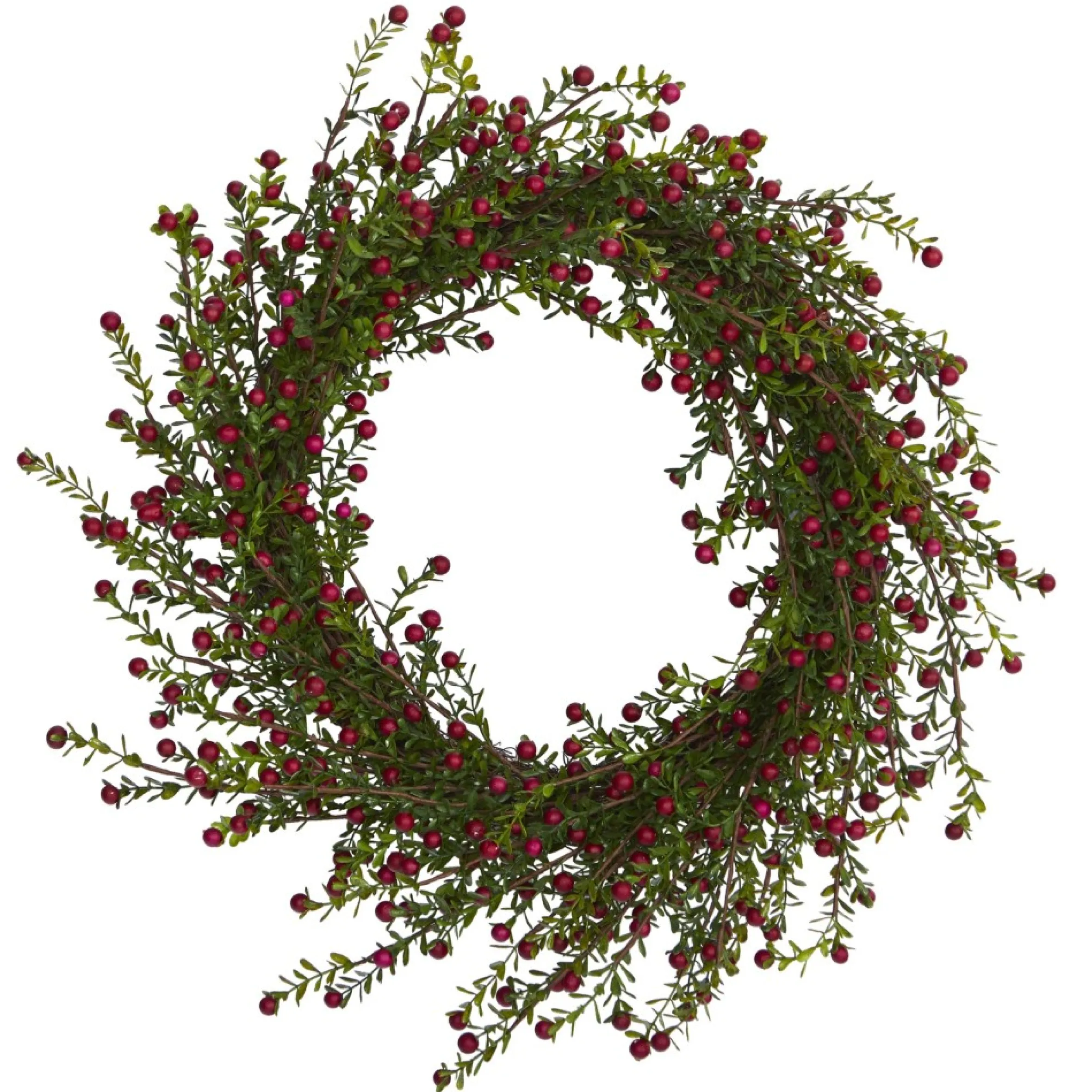 Boxwood And Berry Artificial Christmas Wreath, 20-Inch, Unlit
