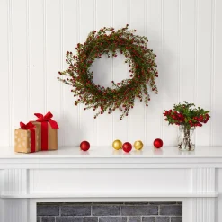 Boxwood And Berry Artificial Christmas Wreath, 20-Inch, Unlit