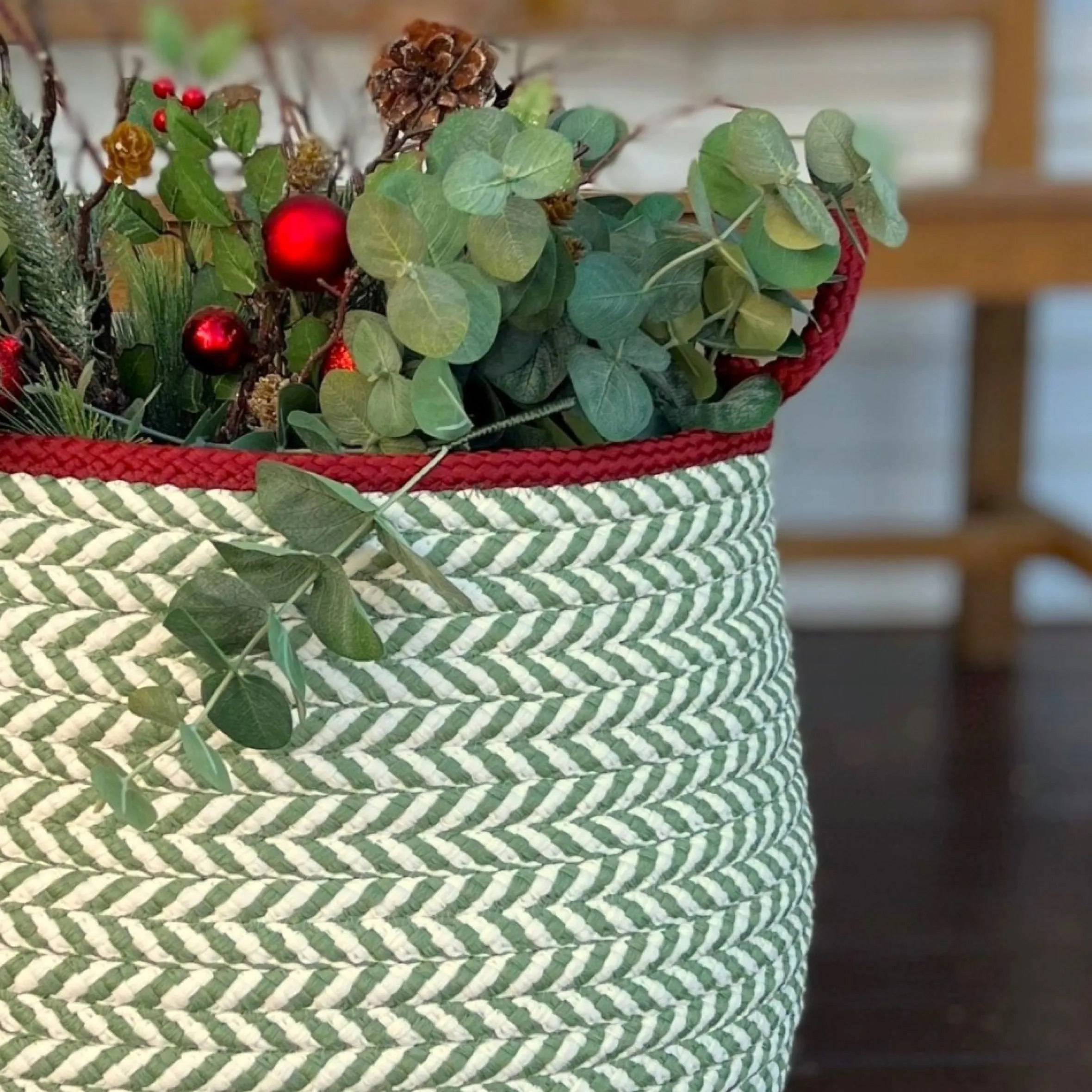 18" Braided Chevron Christmas Storage Basket