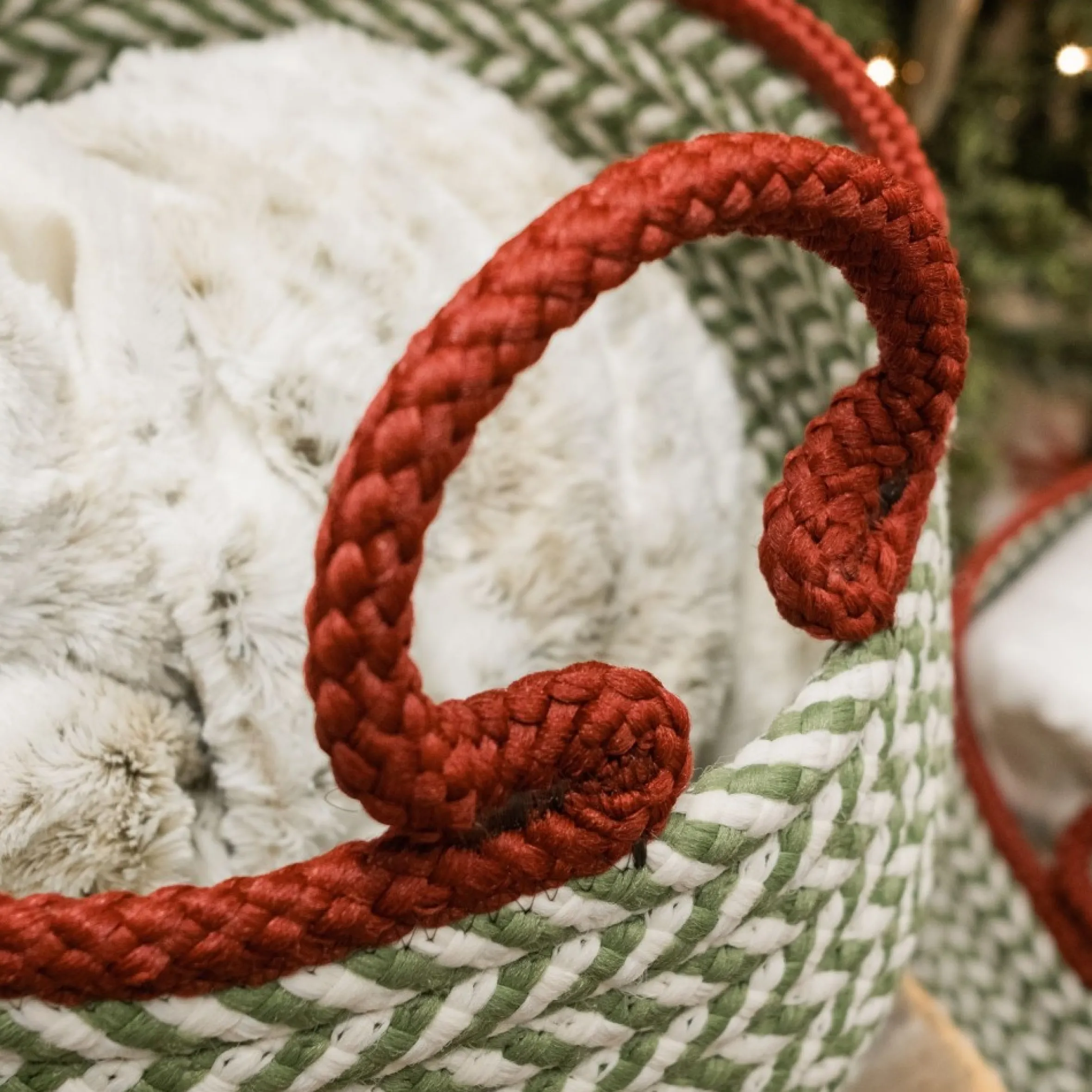 18" Braided Chevron Christmas Storage Basket