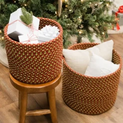 16" Braided Diamond Weave Christmas Storage Basket