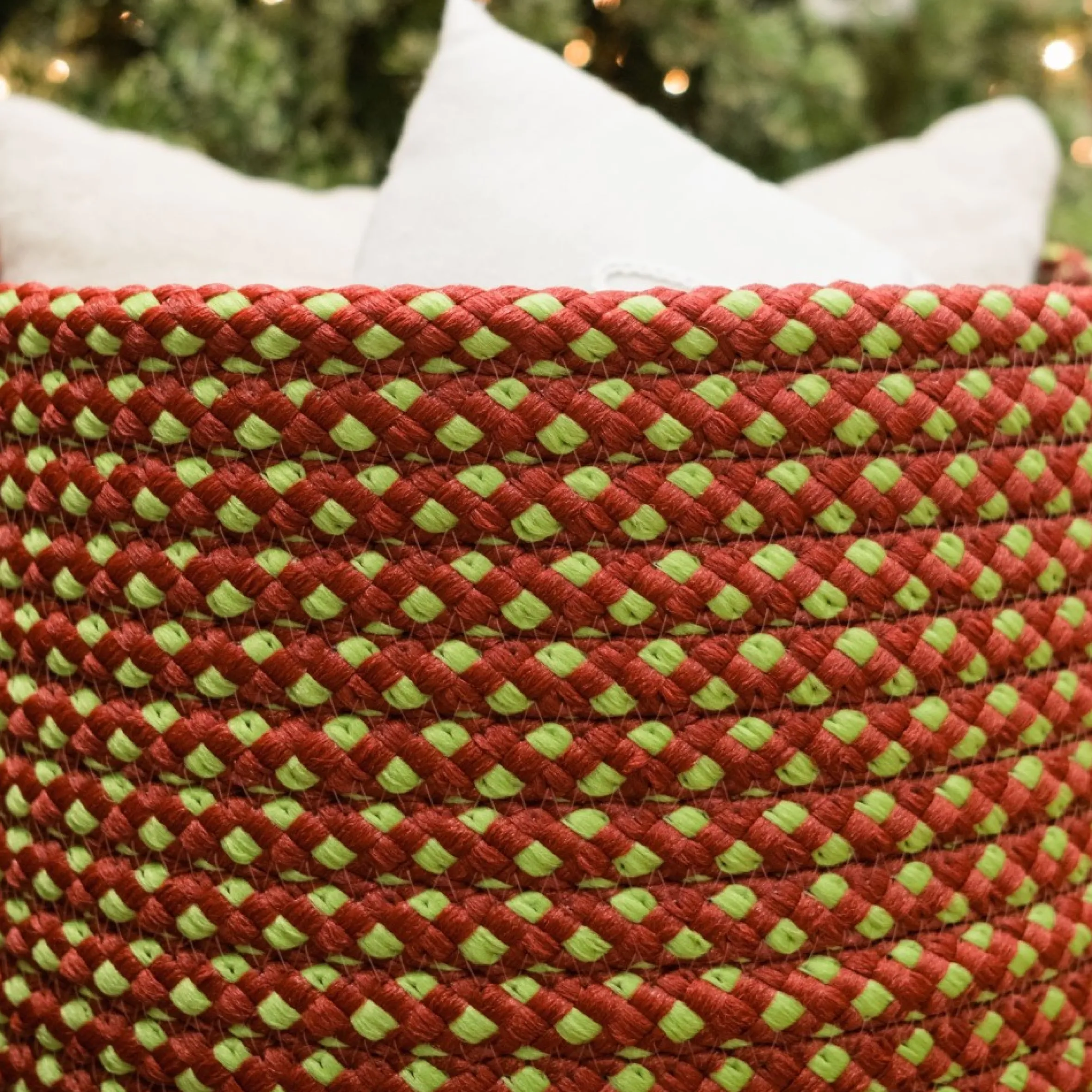 16" Braided Diamond Weave Christmas Storage Basket