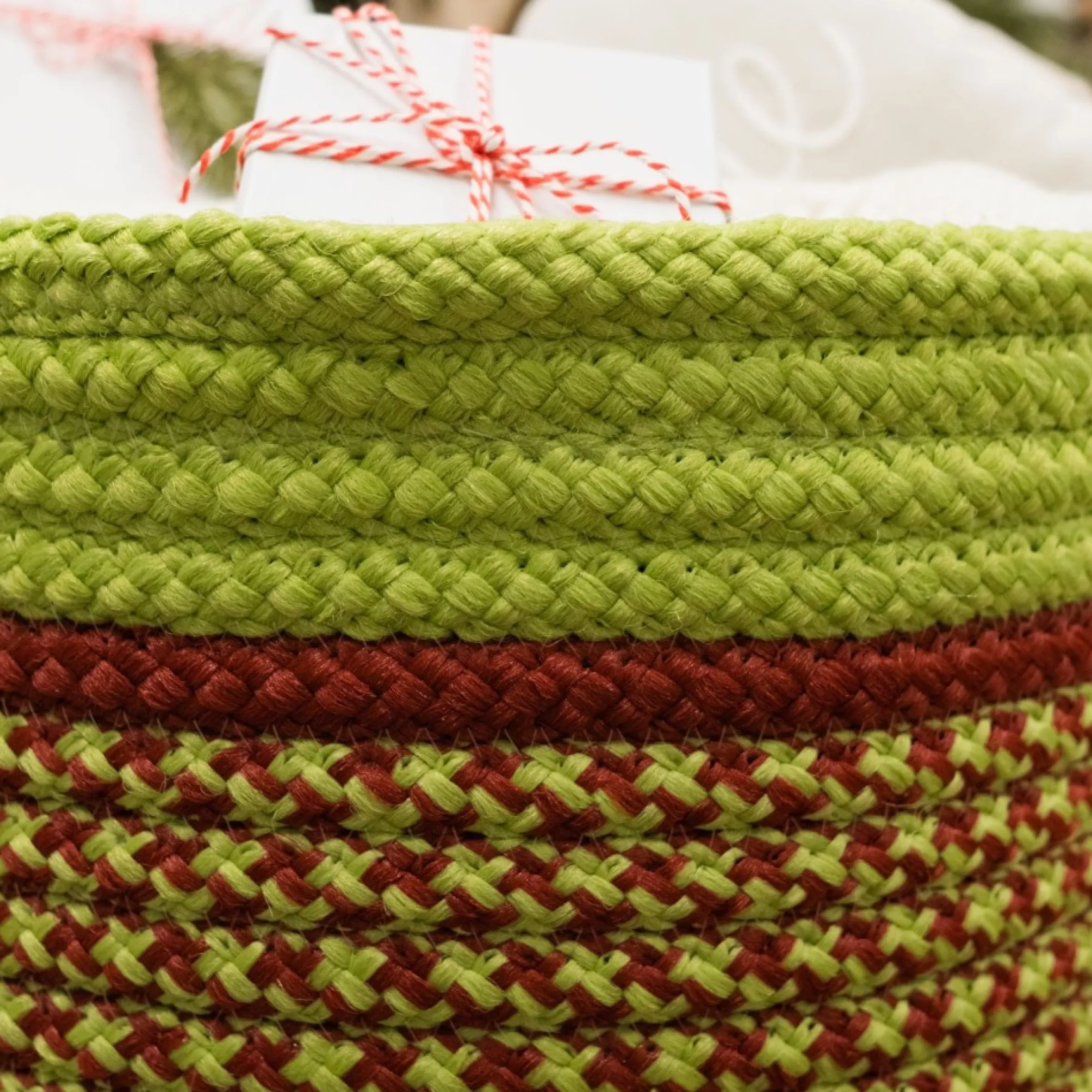 14" Braided Houndstooth Christmas Storage Basket