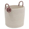 16" Braided Round Candy Cane Basket With Red Handles