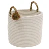 14" Braided Round Candy Cane Basket With Red And Green Handles