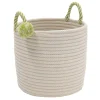 16" Braided Round Candy Cane Basket With Green Handles