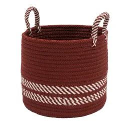 16" Braided Striped Christmas Storage Basket