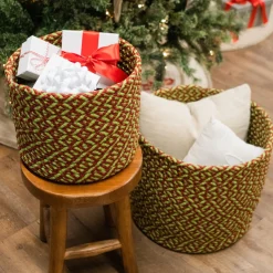 12" Braided Weave Christmas Storage Basket
