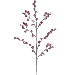 40"Bright Red Glittered Iced Holly Berries Artificial Christmas Spray