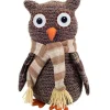 12.25" Brown And Beige Plush Plaid Owl Christmas Tabletop Figurine