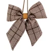 7.5" Brown And Cream Houndstooth Plaid Christmas Bow Decoration
