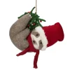 12.75" Brown And Red Sloth Hanging Christmas Ornament