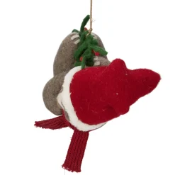 12.75" Brown And Red Sloth Hanging Christmas Ornament