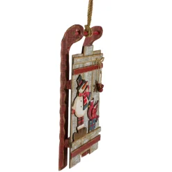 15.25" Brown And Red Wooden Snowman Sleigh Christmas Wall Decor