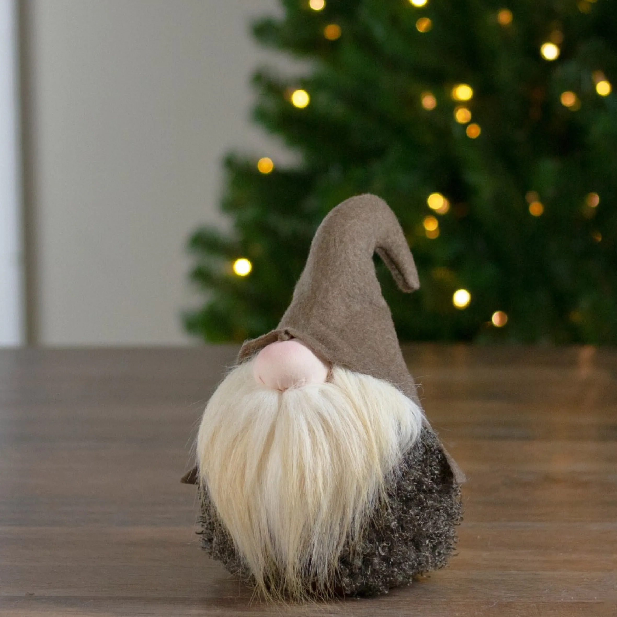 8" Brown And White Big Nose Gnome Santa Christmas Decor