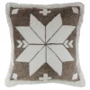 20" Brown And White Plush High Pile Fleece Throw Pillow With Snowflake